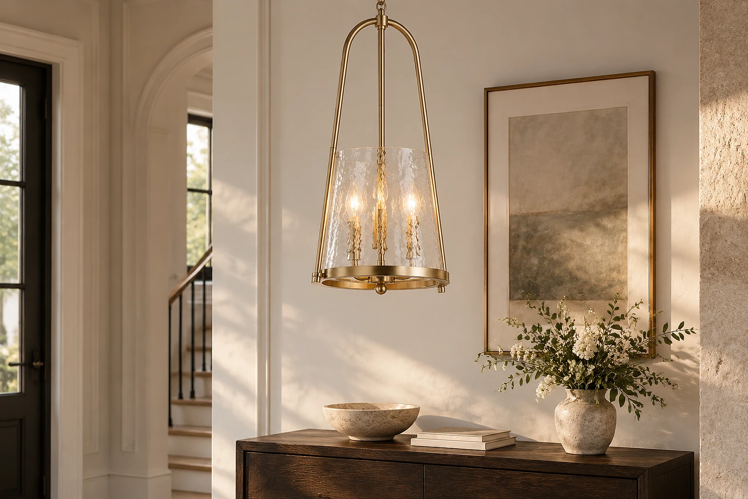 Ismena Industrial Flared Hammered Glass Pendant Light