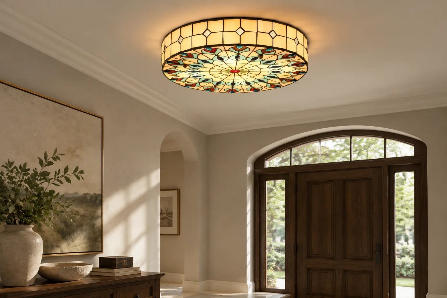 Stained Glass lighting in an interior setting