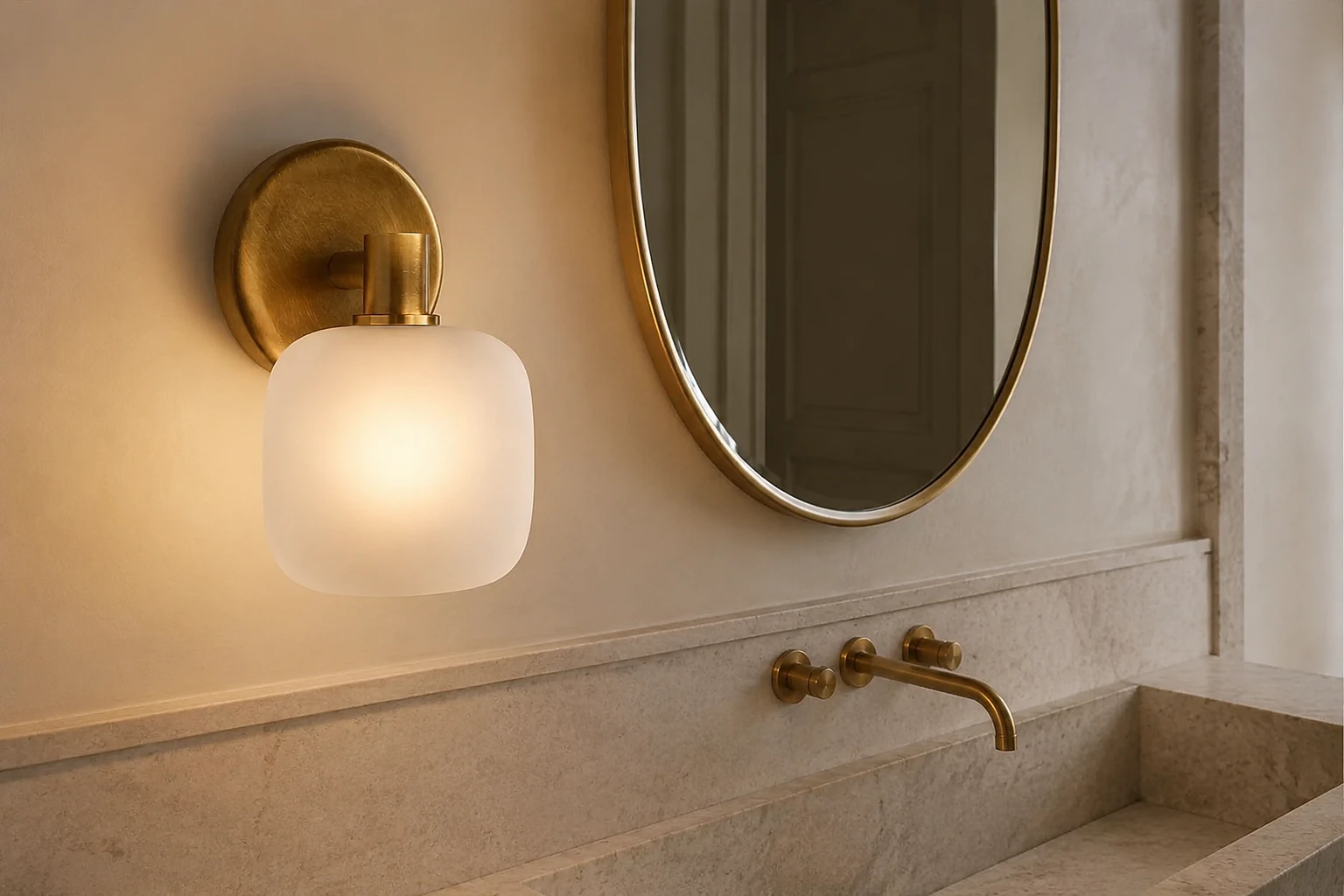 Nomos Modern Cylinder Brass Frosted Glass Wall Sconce