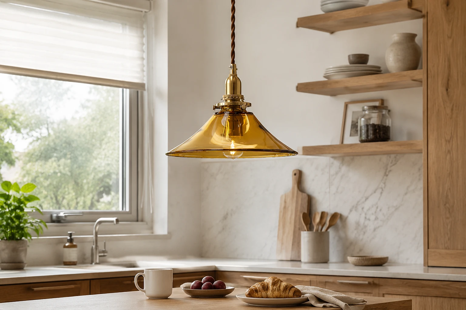 Amber Glass Pendant Light