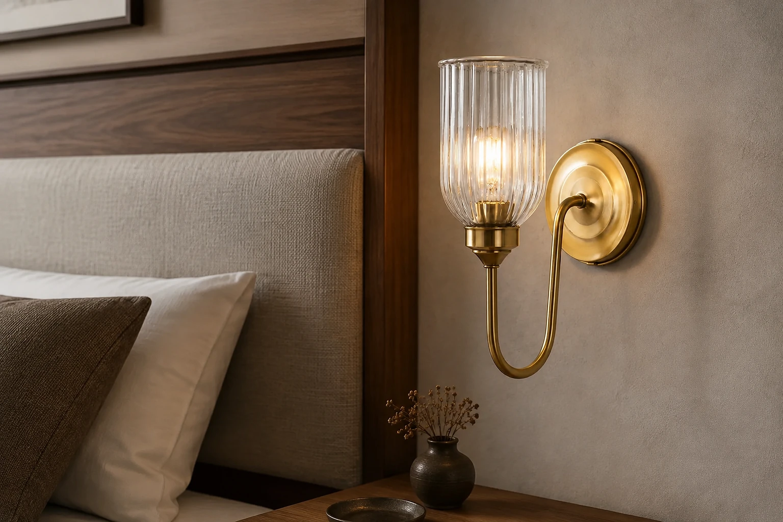 Menae Vintage Industrial Cylinder Ribbed Glass Wall Sconce