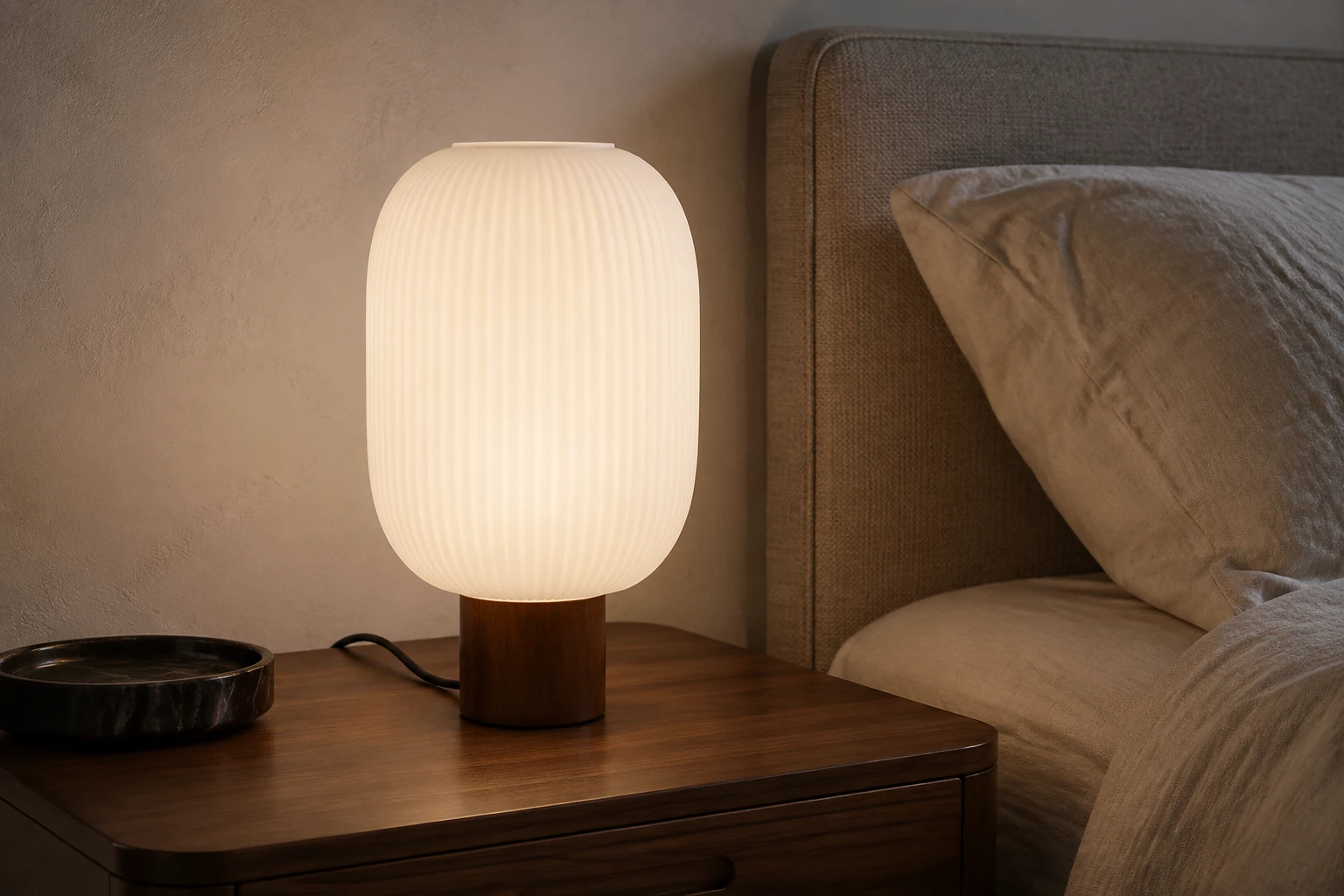Kipp Scandinavian Frosted Ribbed Glass Table Lamp