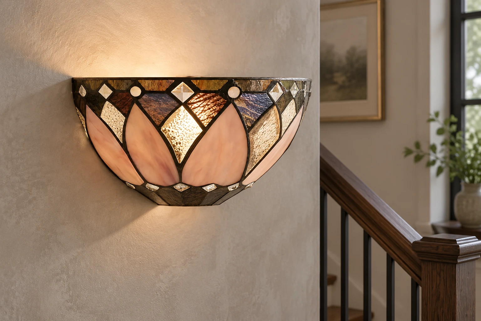 Lumiara Tiffany Stained Glass Winged Wall Sconce