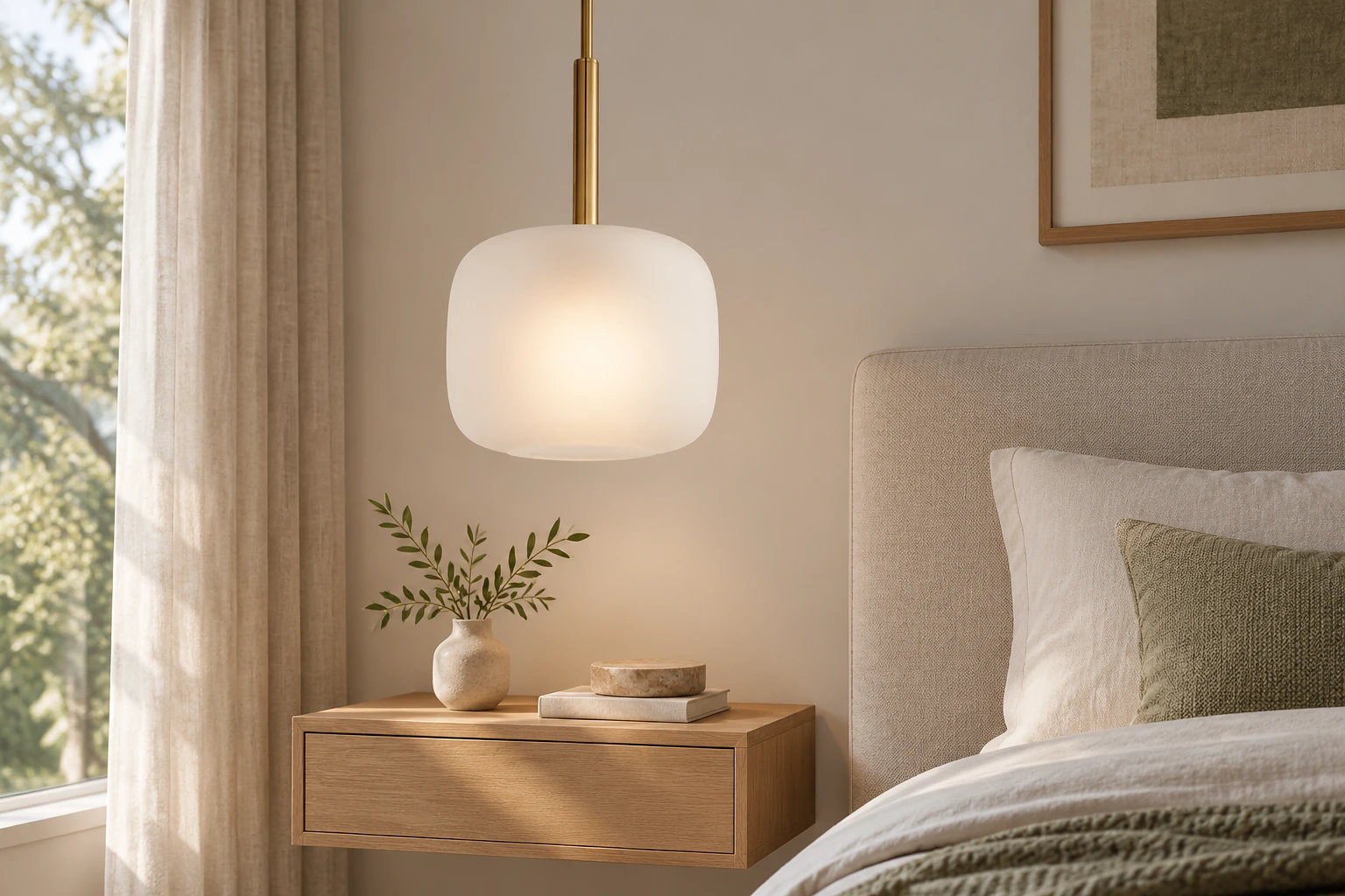 Milara Modern Brass Frosted Glass Pendant Light
