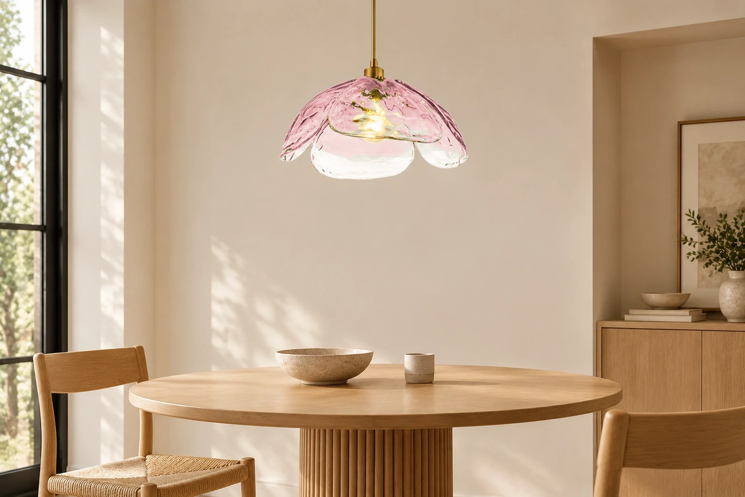 Flora Modern Hammered Petals Glass Pendant Light