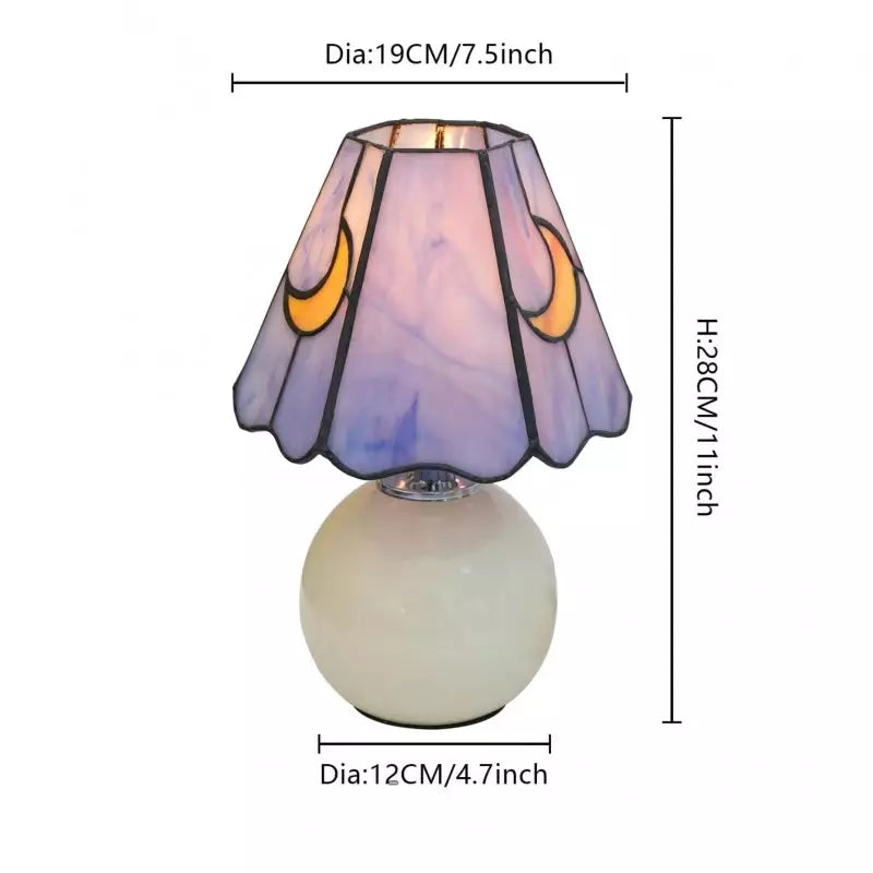Fiorella Mushroom Moon Tiffany Stained Glass Table Light 尺寸图.webp__PID:ac263dc7-3765-40f7-b186-a8f8900c4d41