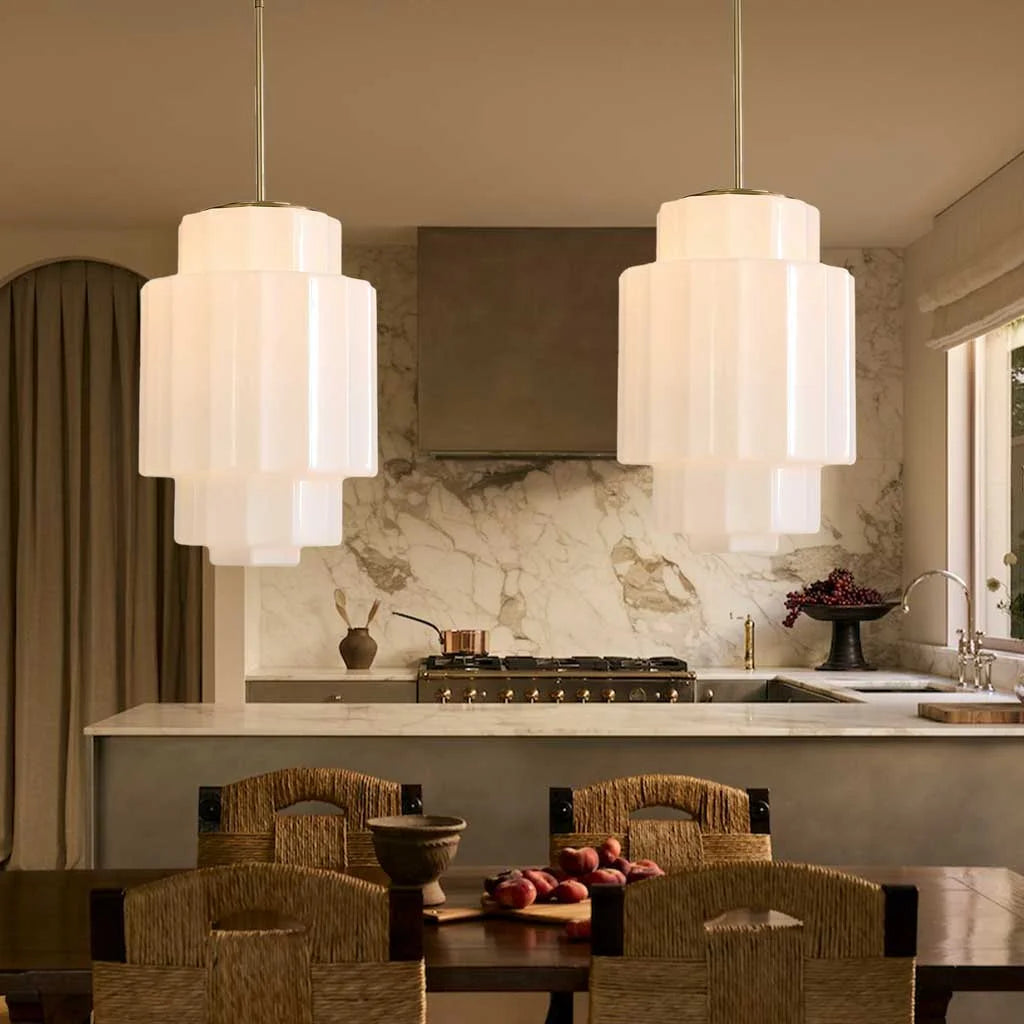 Antique Brass Tiered Opal White Glass Pendant Light (6).webp__PID:50095e26-42cf-4b75-b115-025b0667c460