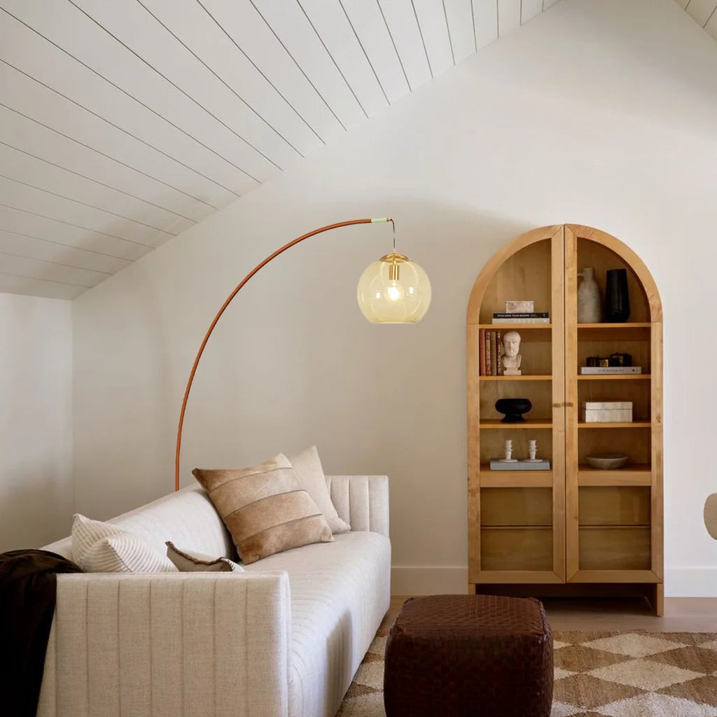 Modern Arched Floor Lamp with Amber Glass Shade (2).webp__PID:e8bfba64-c142-4ad5-9cad-740a14d85e2a