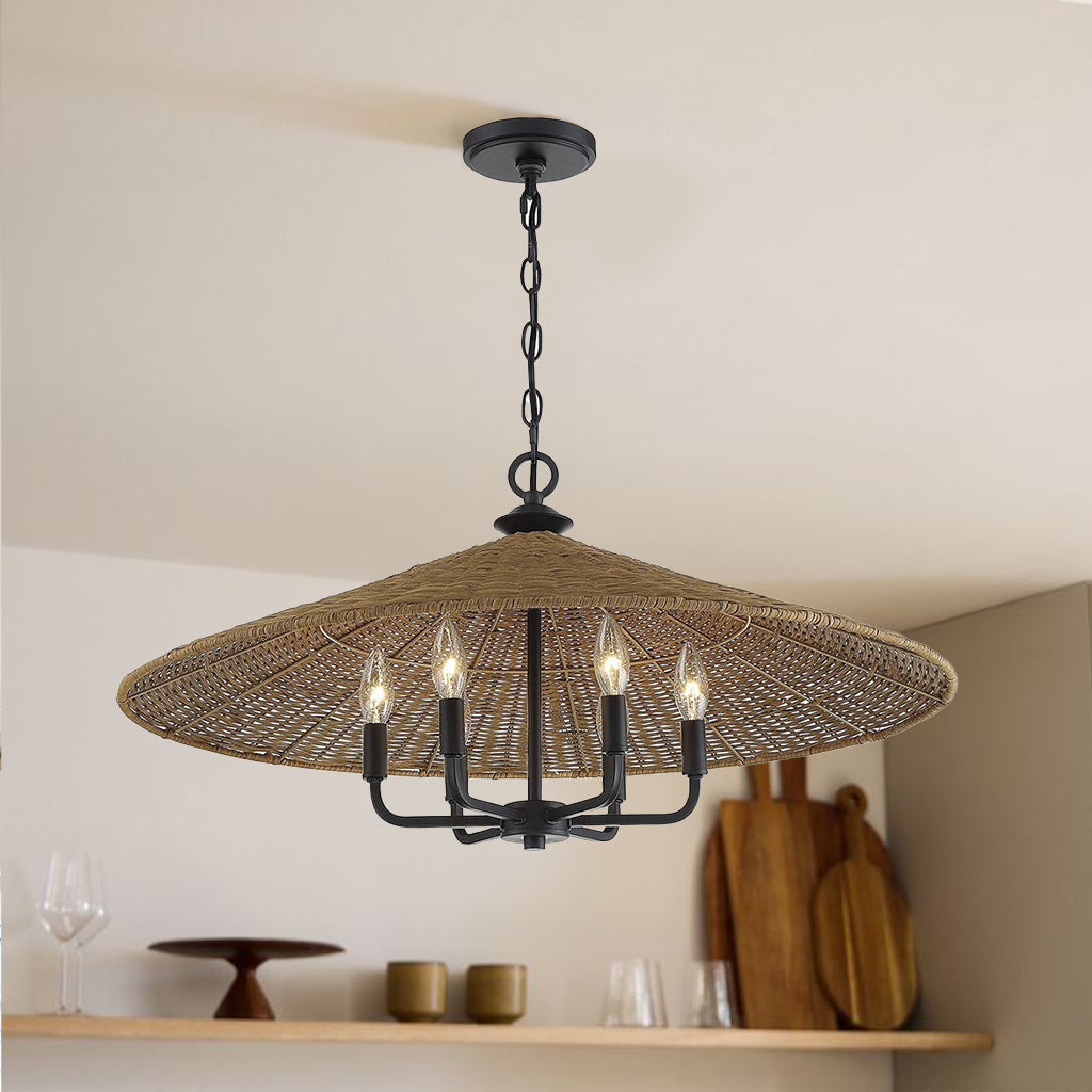 American Country Black 6 Light Rattan Cone Pendant Light (1) (1).webp__PID:6d8da240-697a-4b0d-8ec5-97931304df1d