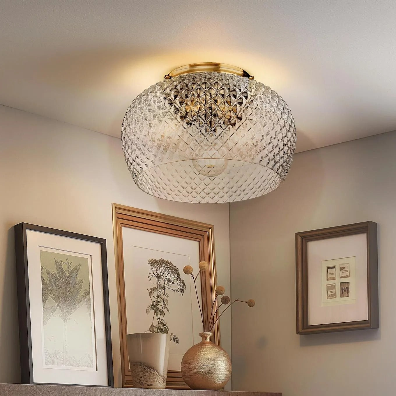 Evander Vintage Brass Cut Glass Ceiling Light Scene1.webp__PID:a2ac3be7-4a33-4e40-8f95-b86c701e962e