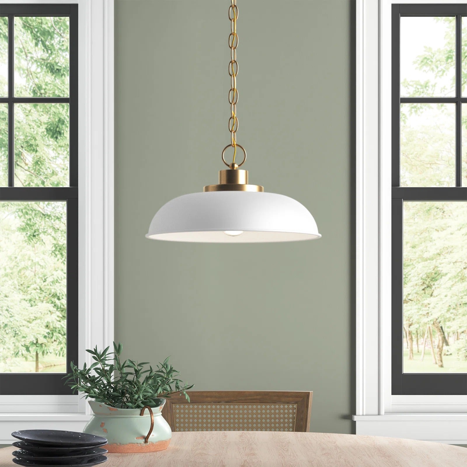 Briony Modern White Metal Dome Pendant Light Scene1.webp__PID:070d1a15-a5d1-4848-9177-620b073197af