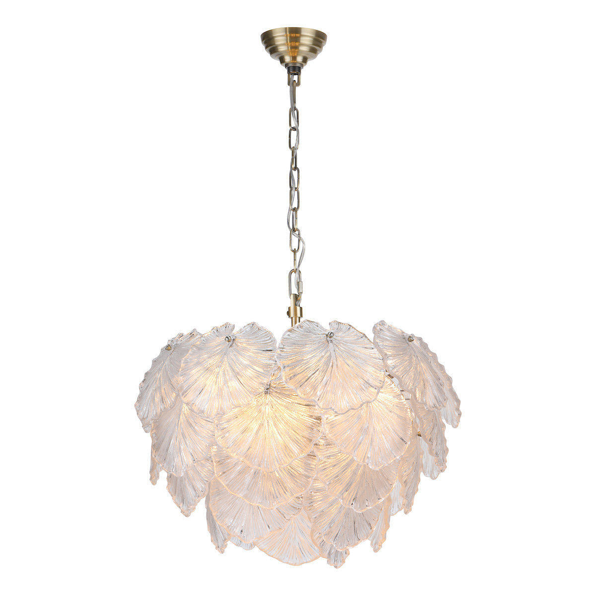 Courtney glass leaf chandelier on white background