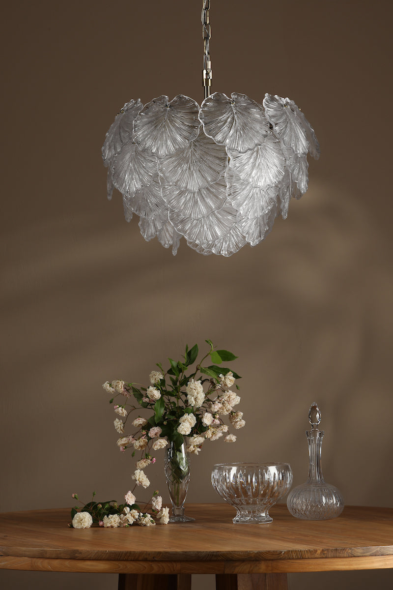 Courtney chandelier in a warmly lit dining setting