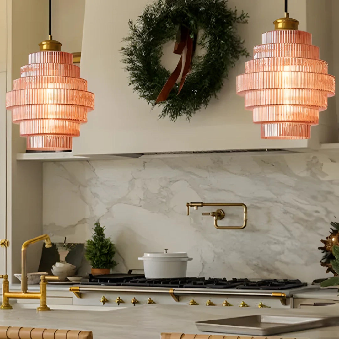 Vintage Stained Striped Glass Pendant Light pink1.webp__PID:c9f39230-3e35-433c-b554-260a8854d318