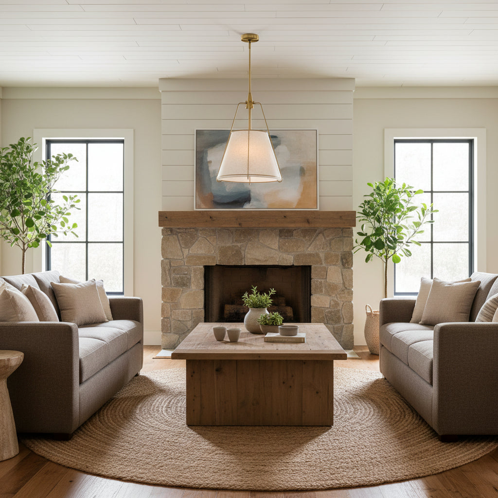 Shimmer Minimalist Conical Linen Metal Pendant Light-7.jpg__PID:bca078b1-932e-4c51-9bfd-b38ac12fc68c