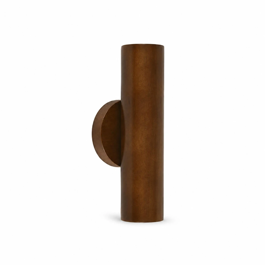 Walnut finish Japanese cylinder wall sconce