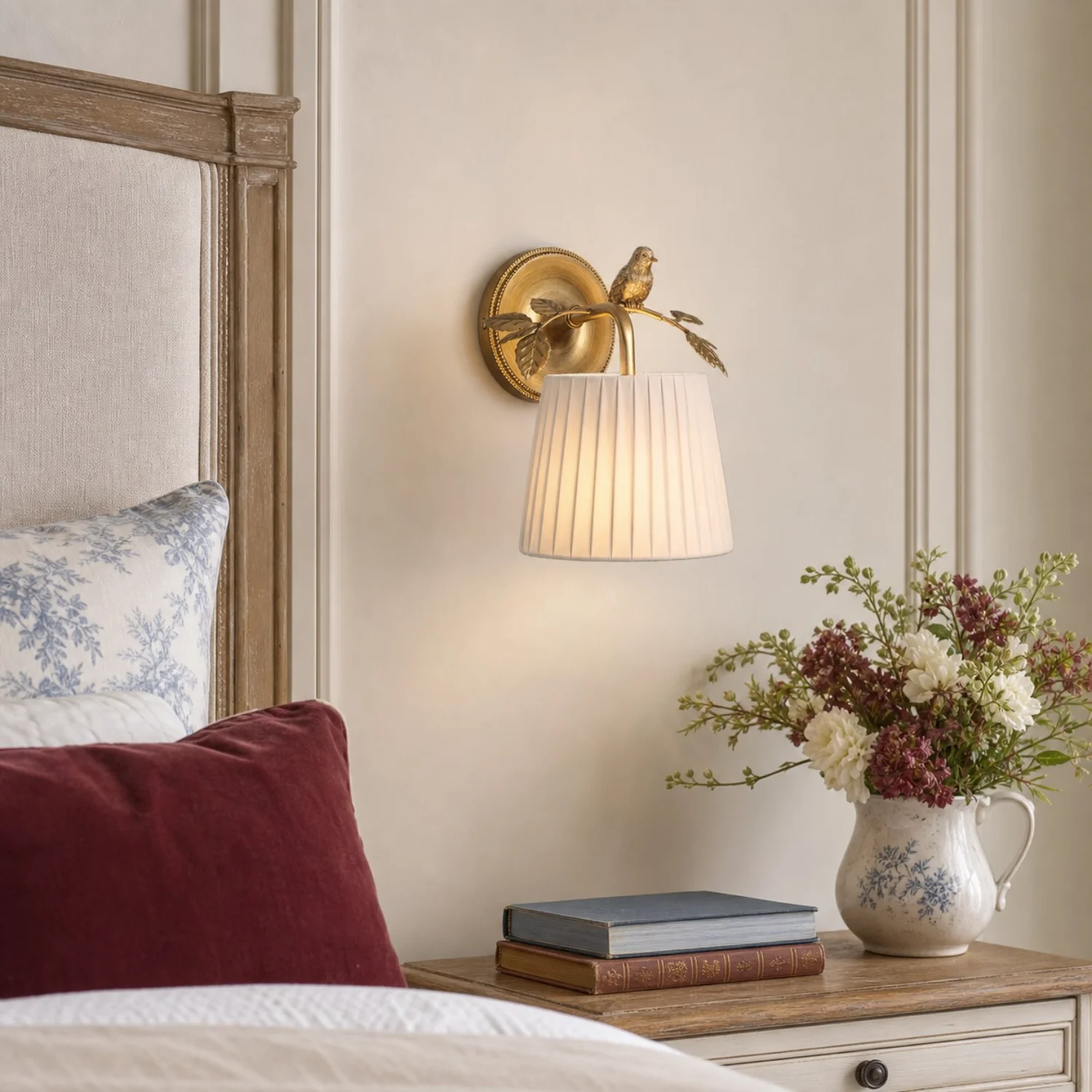 Egelton wall light beside a bed
