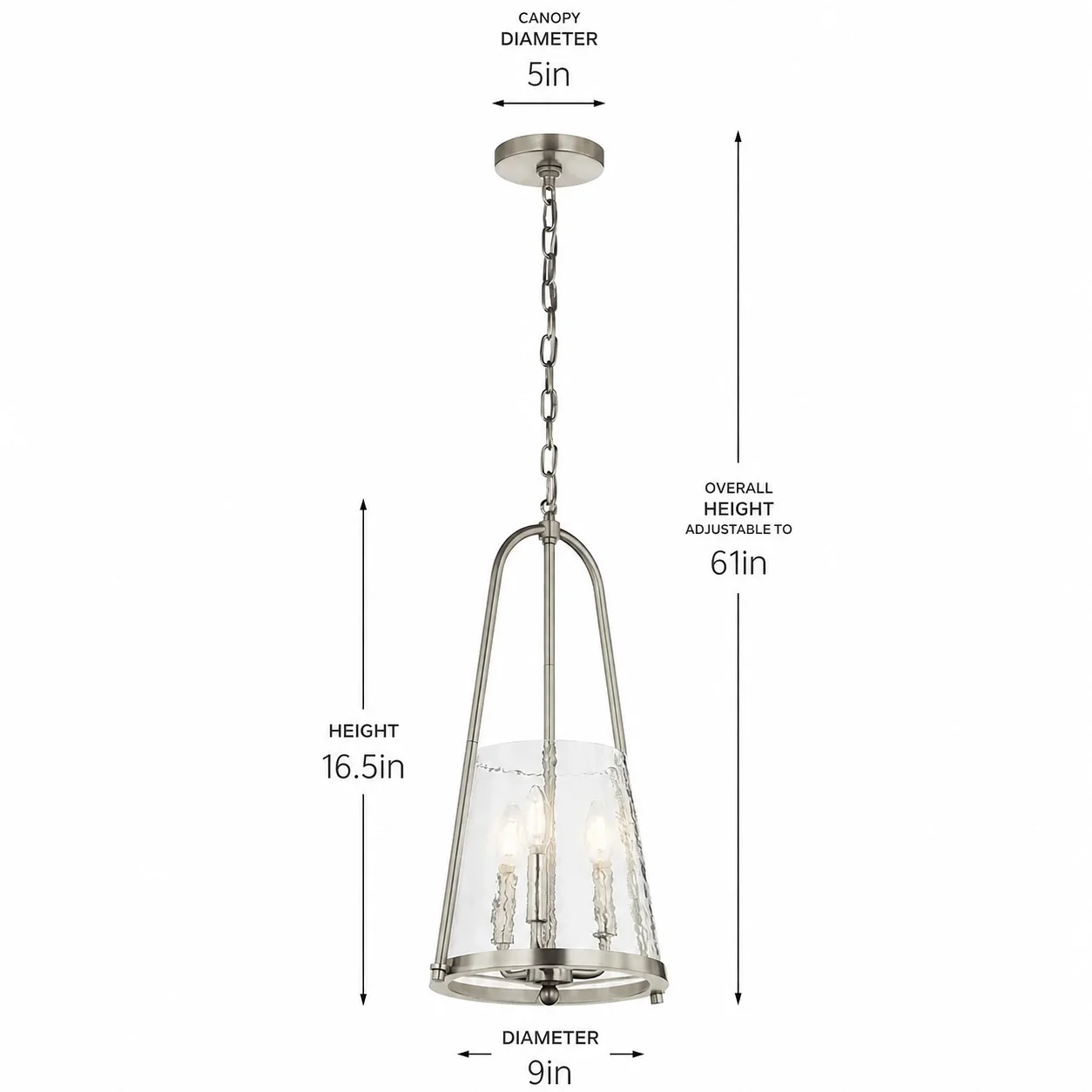 Ismena pendant dimension diagram