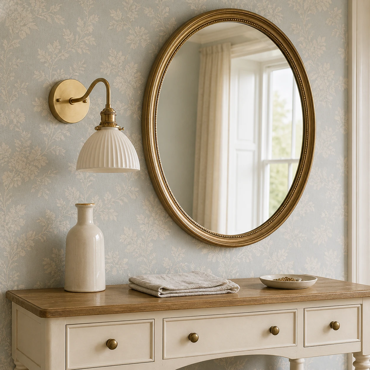 Vintage Brass Ceramic Shade Wall Sconce lifestyle image 9