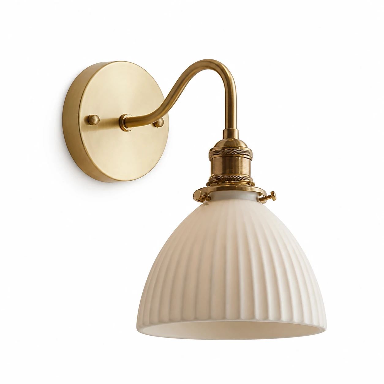 Vintage Brass Ceramic Shade Wall Sconce