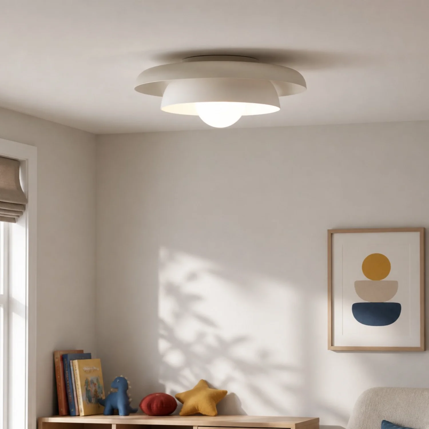 Cream-white Neso light in a colorful room