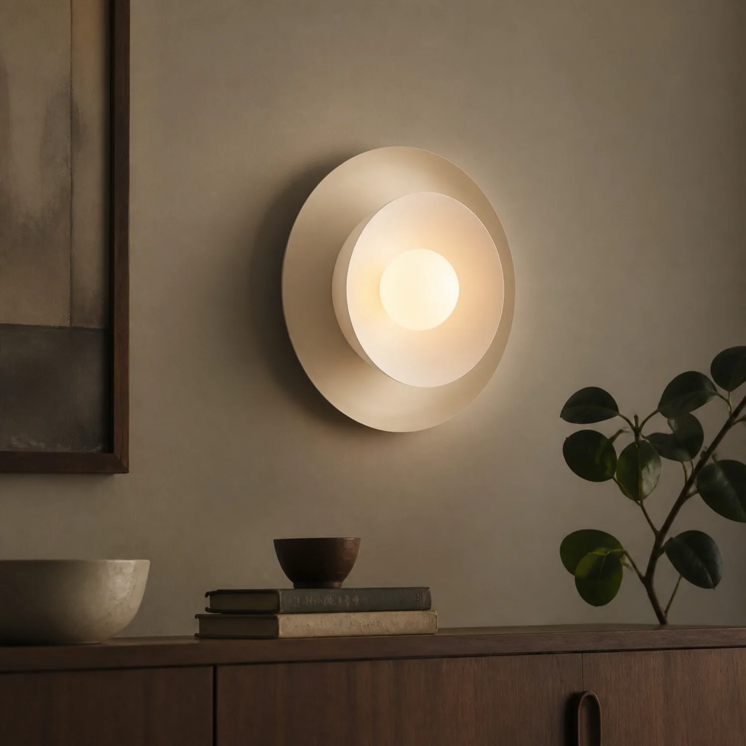 Cream-white Neso mounted as a wall light