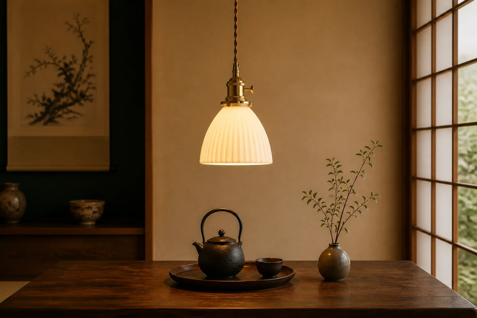 Durford pendant over a tea table