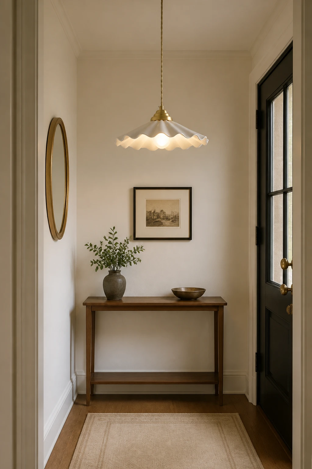 Wavy ceramic pendant light in an interior
