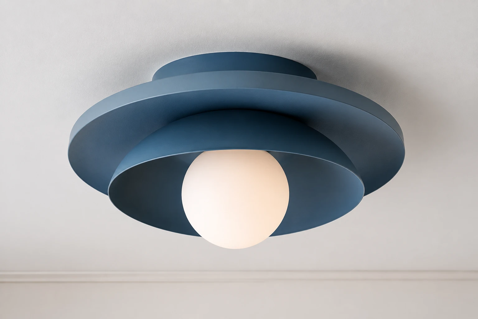 Blue Neso layered metal saucer ceiling light detail