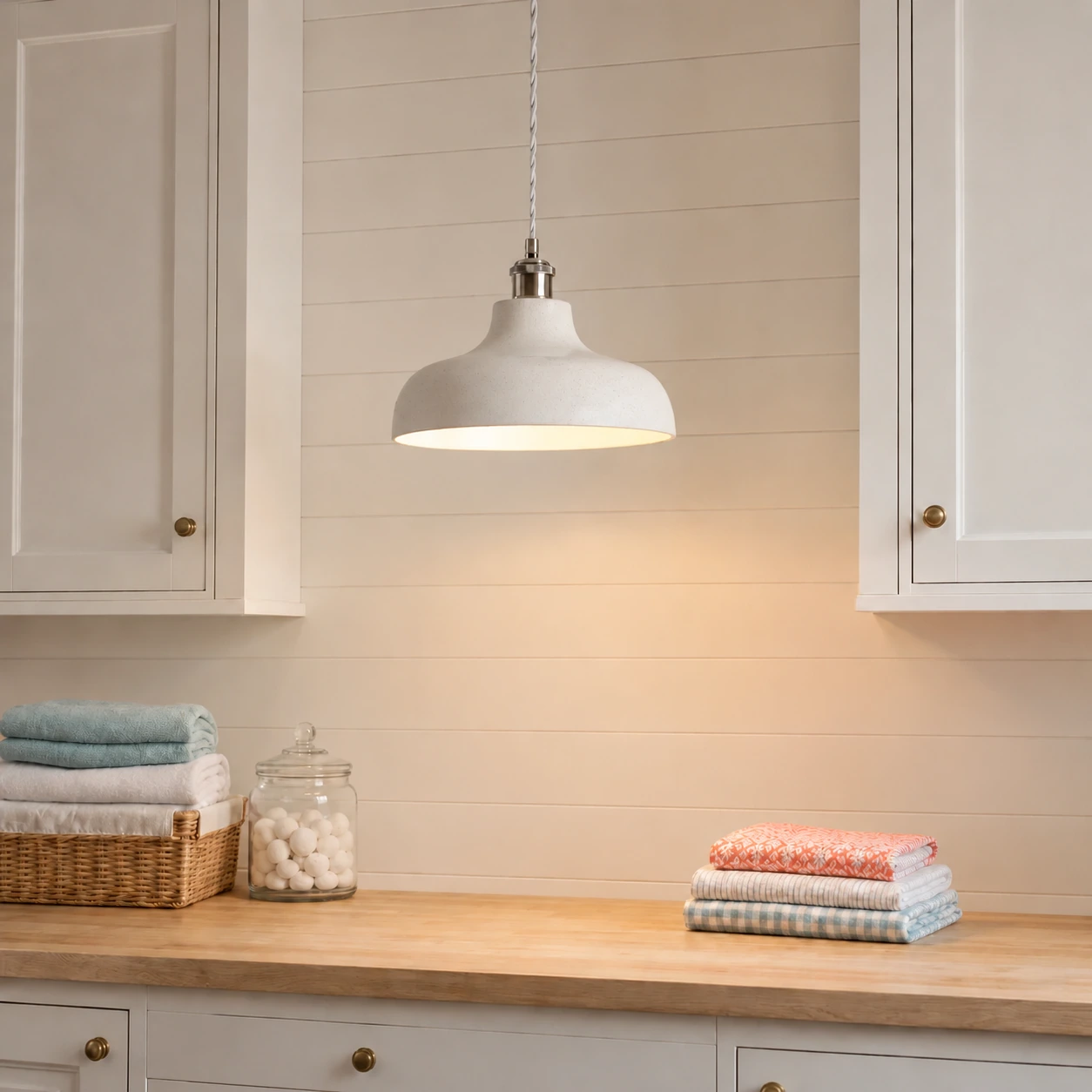Plain white cement pendant image 8