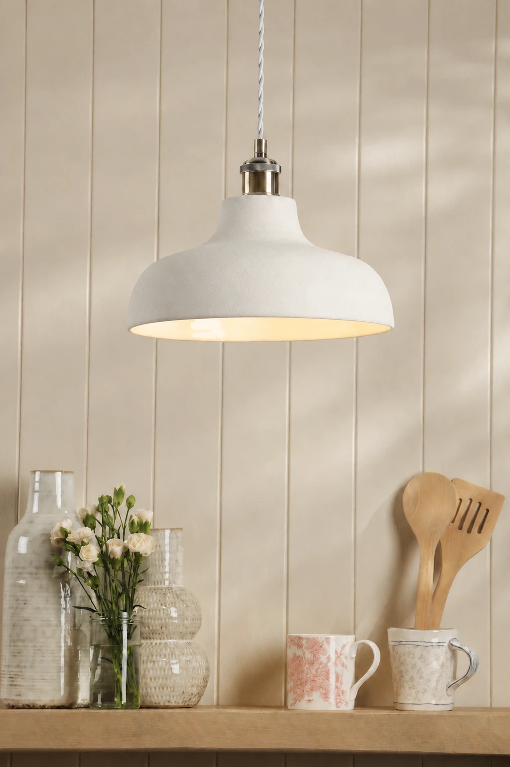 Plain white cement pendant image 9