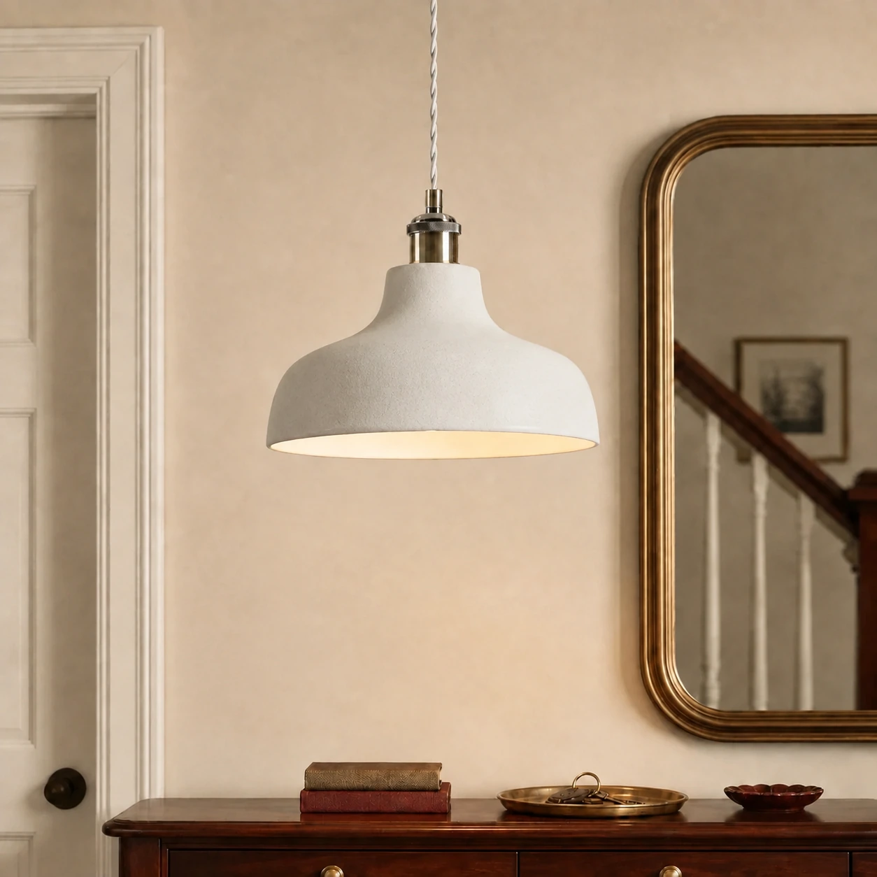 Plain white cement pendant image 5