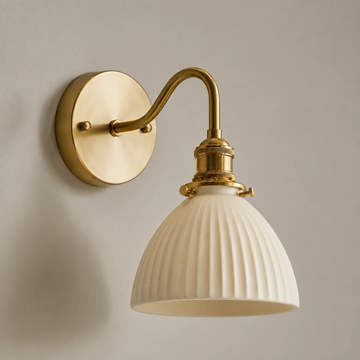 Three-quarter close view of the complete wall sconce form