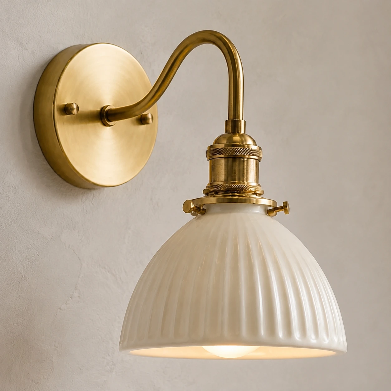 Ivory ceramic shade surface and fluted texture detail