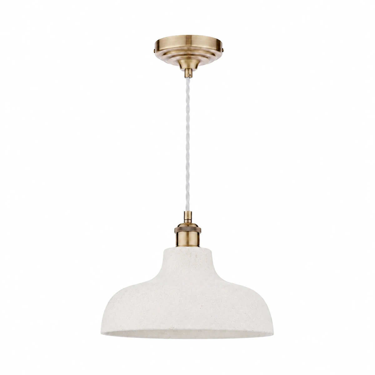 Studio product photograph of the plain white cement pendant