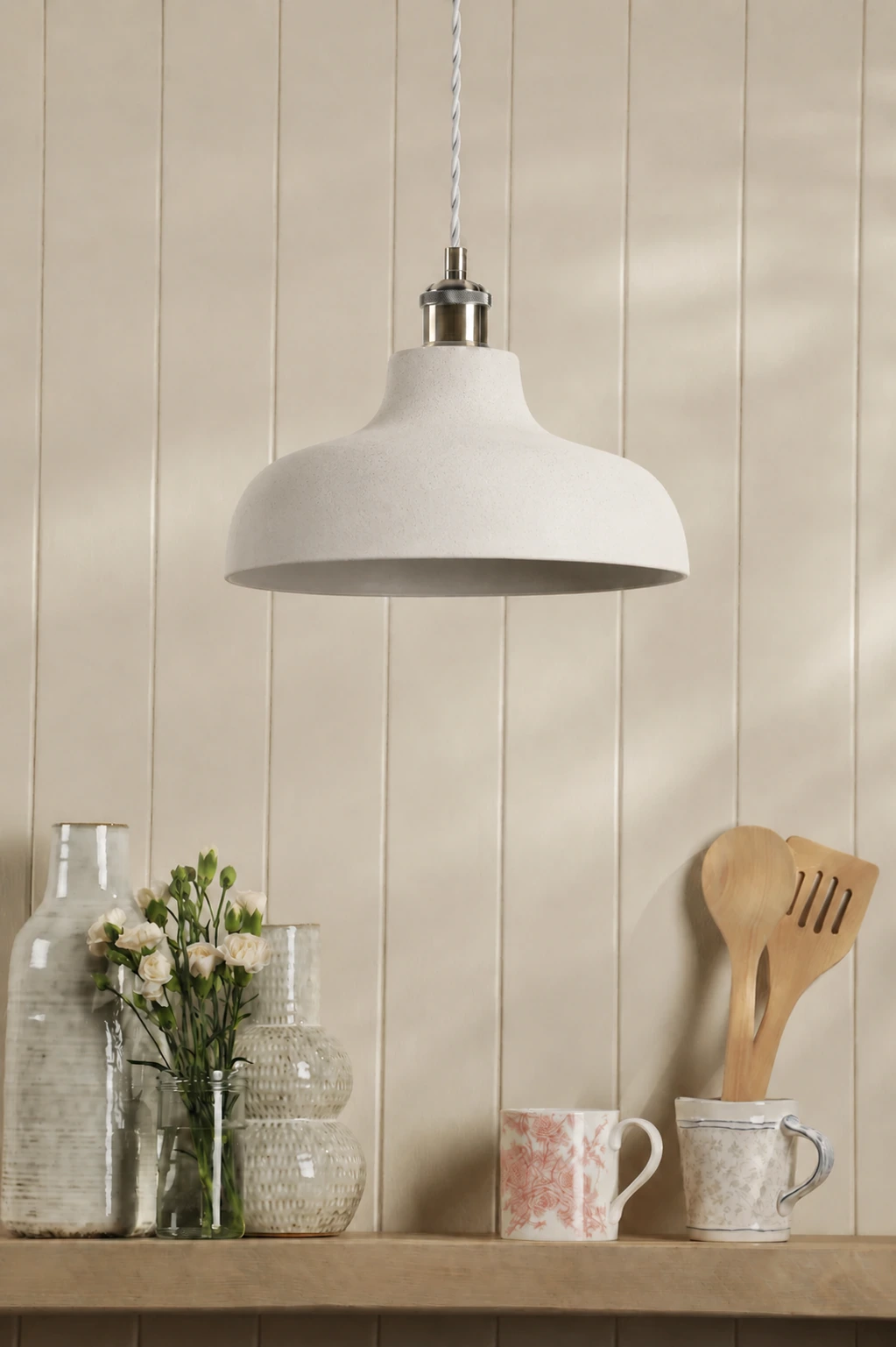 Plain white cement pendant image 11