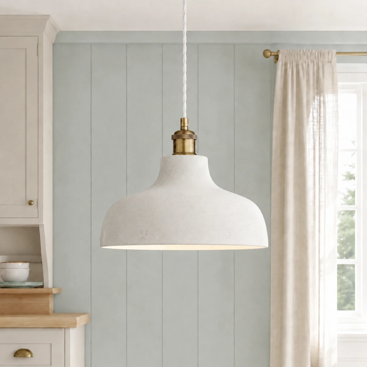 Plain white cement pendant image 1