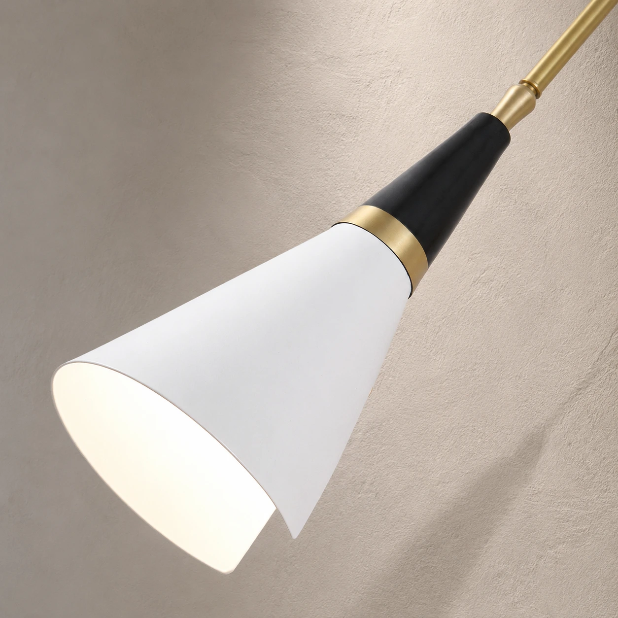 Magari wall lamp split white shade and black collar detail