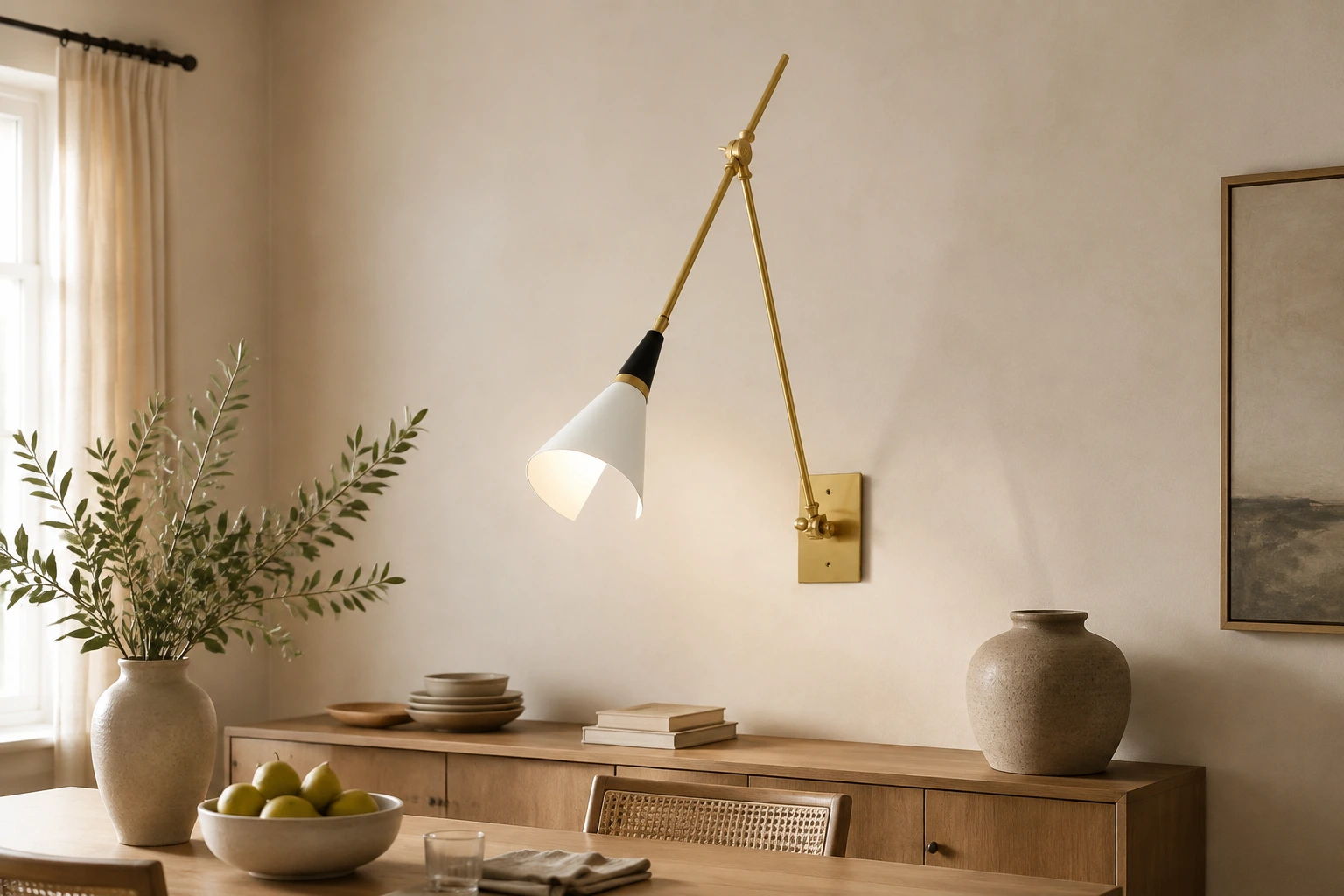Magari wall lamp installed beside a family dining area