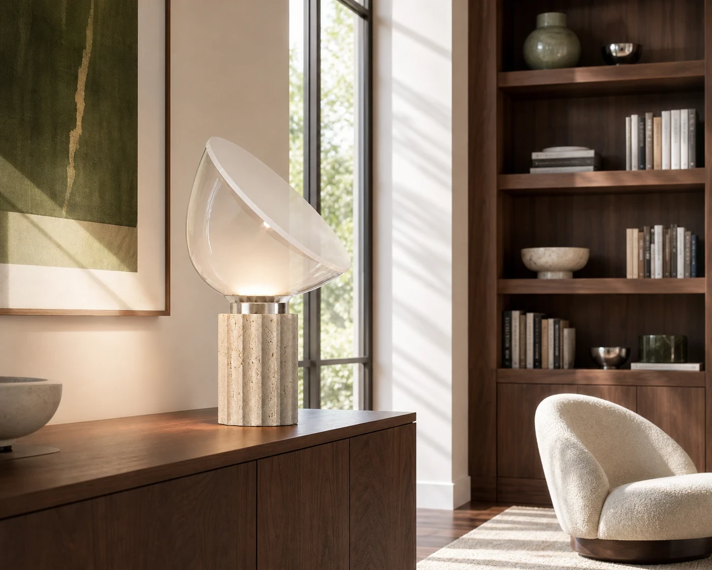 Large Soline lamp in a study.