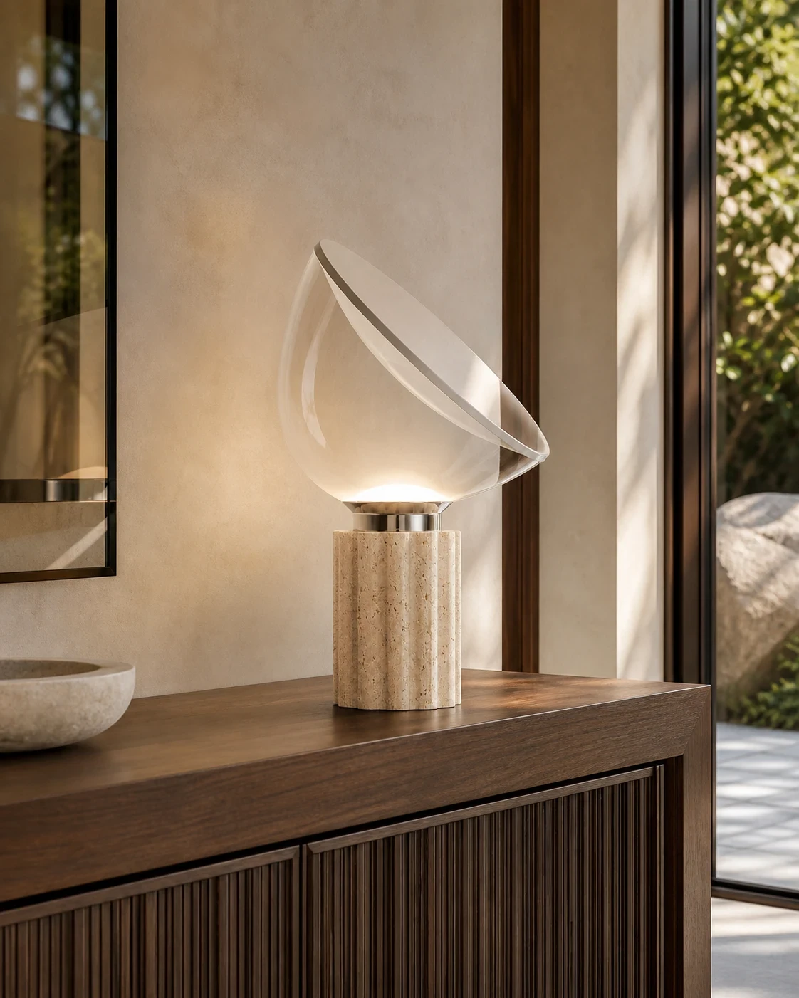 Soline lamp on an entry console.