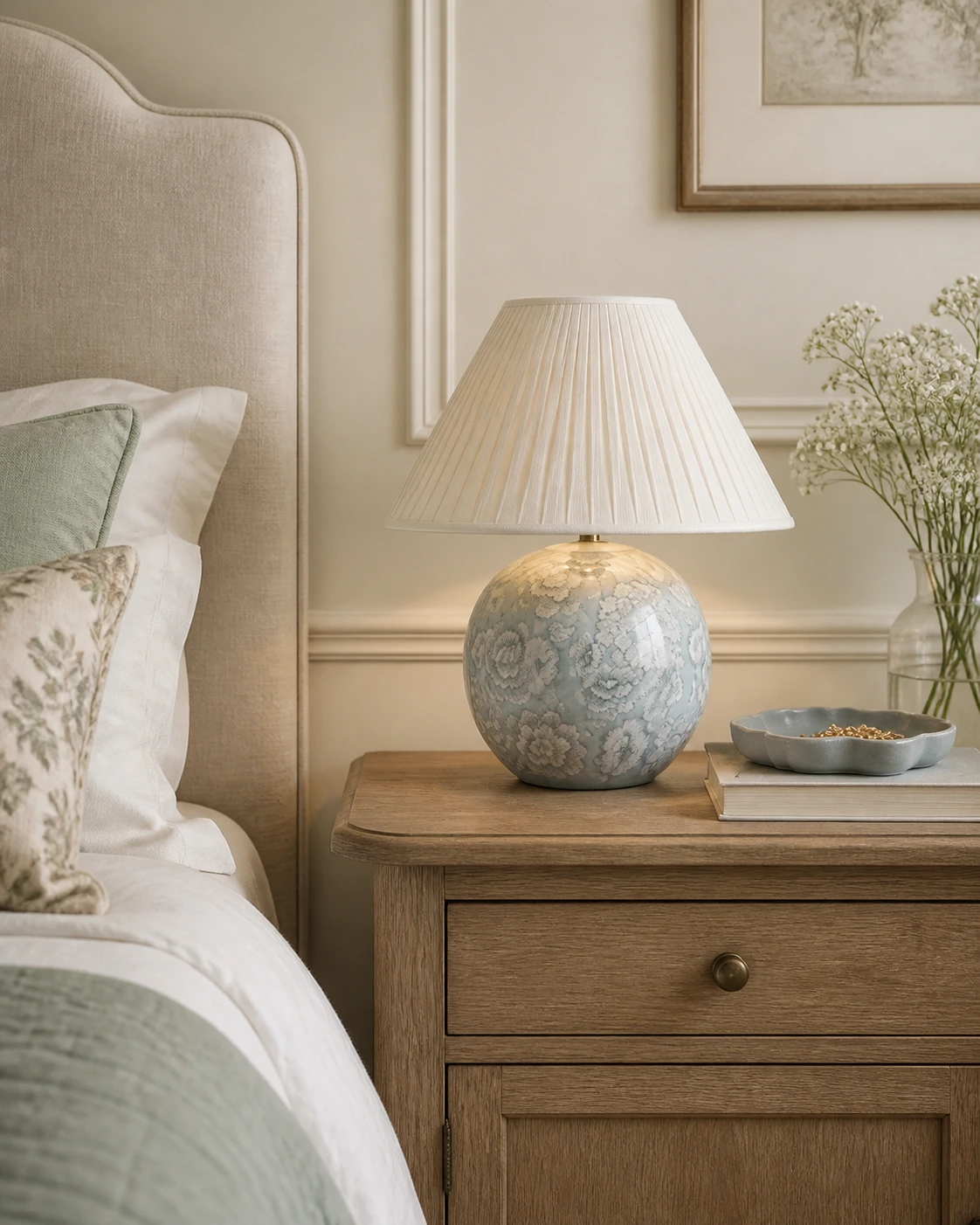 Montford table lamp used beside a family bed