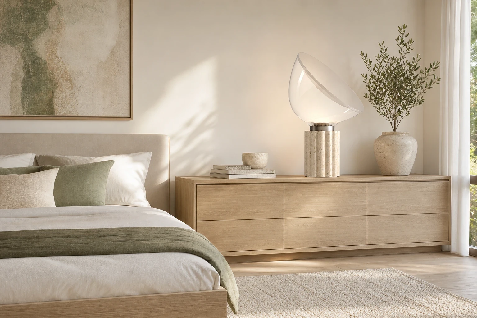 Large Soline lamp in a bedroom.