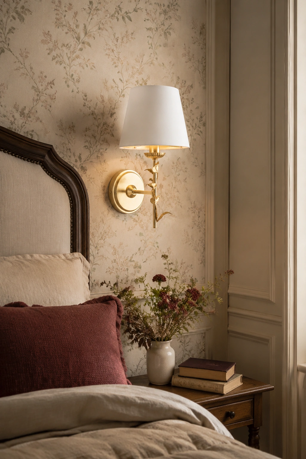 Halton wall light positioned beside a bed at a practical reading height
