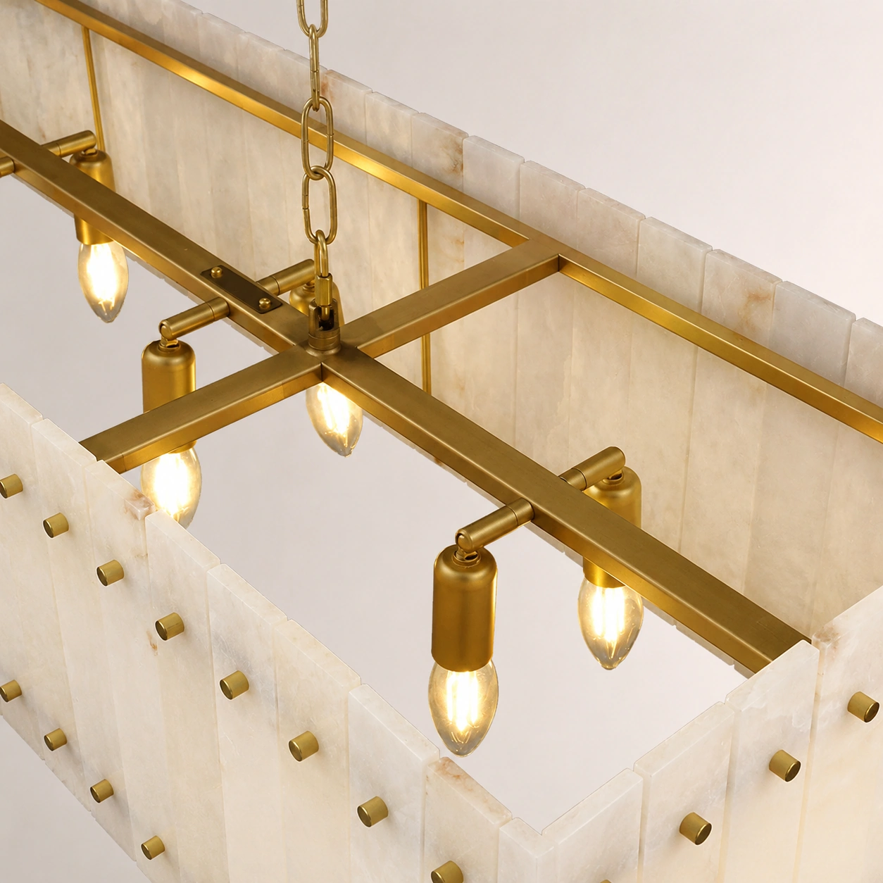 Close view of the Mervin internal frame and light-holder arrangement