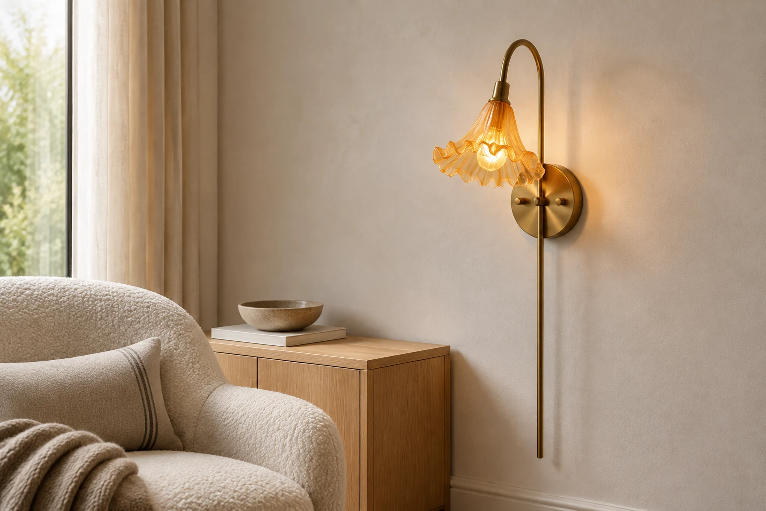 Lotus Amber Plug In Wall Lamp