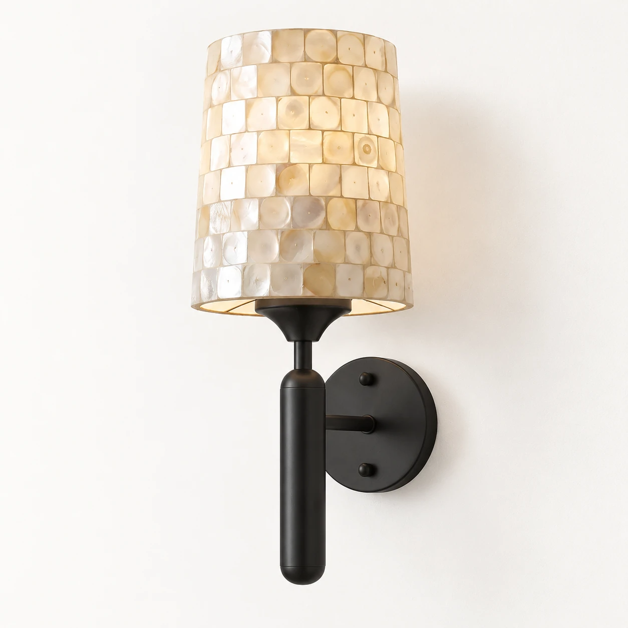 Shell Mosaic Wall Sconce — Black