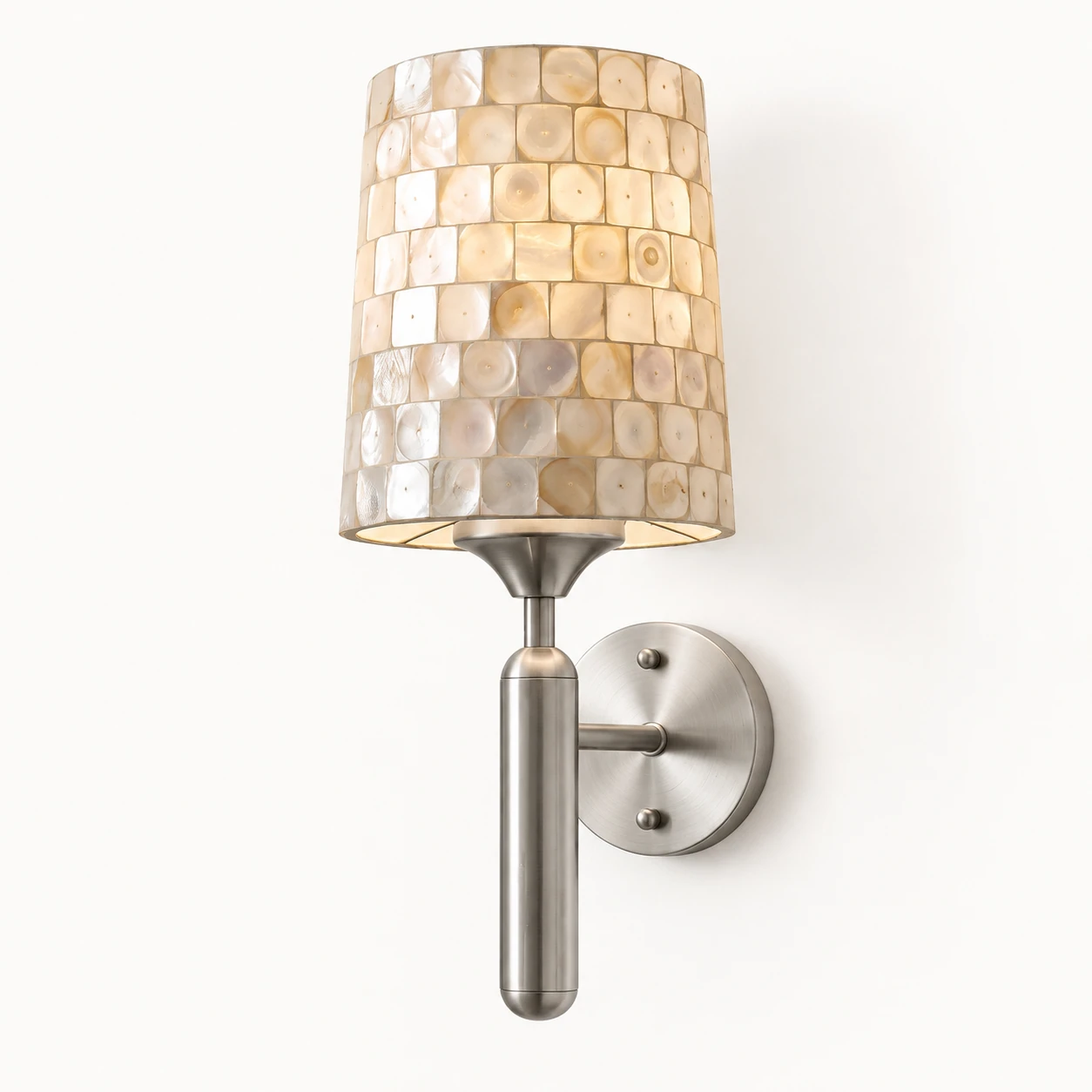 Shell Mosaic Wall Sconce — Satin Nickel