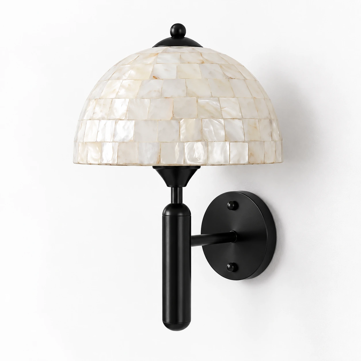 Black Nerelle white shell dome wall sconce