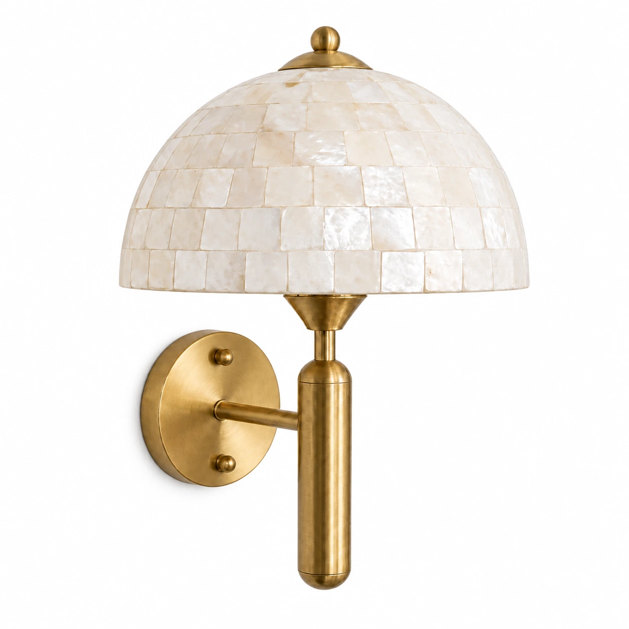Gold Nerelle white shell dome wall sconce